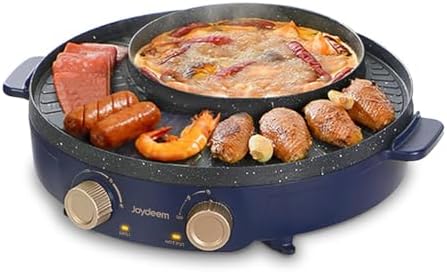 Joydeem Electric Grill with Shabu Shabu Hot Pot, Compact Korean BBQ Hotpot Combo Machine, 2L Hot Pot, Suitable for 1-4 People, JD-SK3407 by JOYDEEM