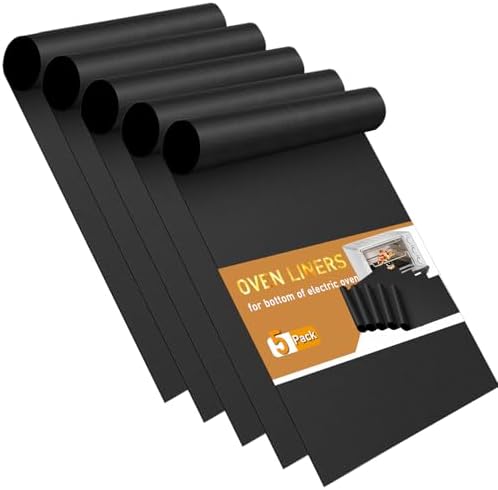 Oven Liners for Bottom of Oven - 5 Pack Large Heavy Duty Mats, 17”x25” Non-Stick Reusable Liner for Electric, Gas, Toaster Ovens, Grills - Kitchen Accessory to Keep Oven Clean (5, Black) by YTFGGY