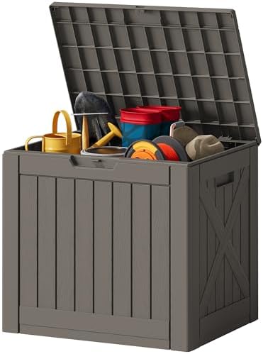 JUMMICO 42 Gallon Resin Deck Box Waterproof Outdoor Storage Box by JUMMICO