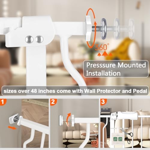 Fairy Baby 76.3-81.1 Inch Extra Wide Baby Gate for Doorway Pressure Mounted - Image 4