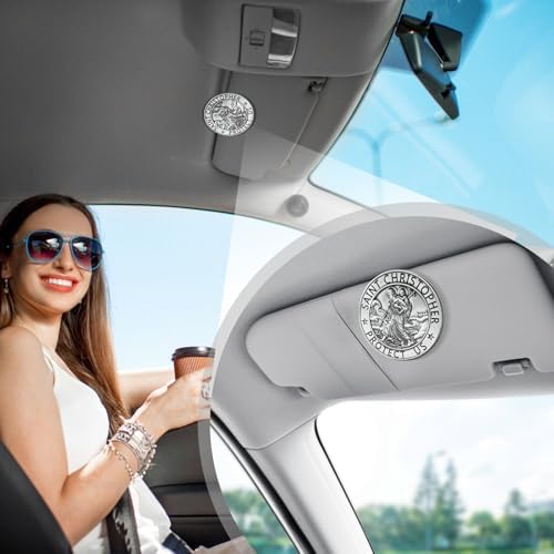 Guardian Angel Visor Clip for Car, St Christopher Medal for Car, Never Drive Faster Clip 2.95 Inch, Drive Safe Inspirational Gifts for Women Men (2pcs -1 Guadian Angel & 1 St. Christopher) - Image 5