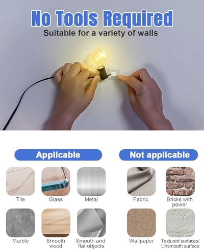 LZC 25 Pack Clear Adhesive Strips Hooks for Outdoor String Lights Clips - Image 4