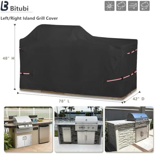 Bitubi 78 Inch Island Grill Cover - Resistant Cover for Island with Left/Right Grill Head,600D Heavy Duty Waterproof All Weather Protection Outdoor Cover,Black - Image 2