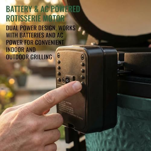 Rotisserie Accessory Attachment for XL Big Green Egg & Kamado Joe 24-inch Big Joe, Complete Grill Accessory with 120V Motor, Stainless Steel Rotisserie Rod & Forks, Heavy Duty Iron Frame - Image 3