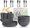 Wheat Straw Dinnerware Sets, Homienly 20pcs Unbreakable Microwave Dishwasher Safe Tableware Lightweight Bowls, Cups, Plates Set Reusable Dinner Plates Bowls set (Dark Grey) by HOMIENLY