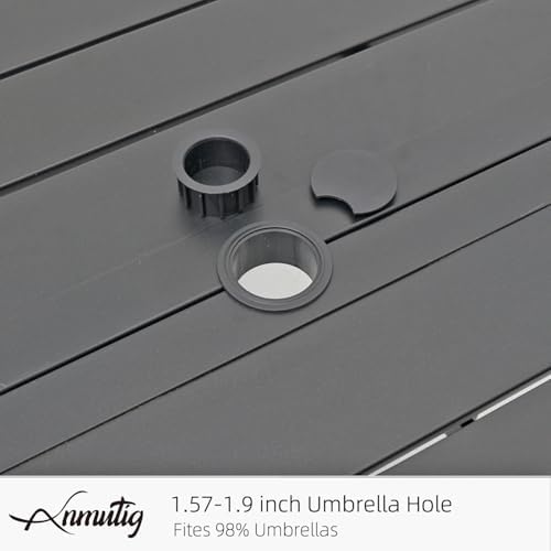 63"x38" Rectangle Outdoor Patio Dining Table with Umbrella Hole - 6 Person - Image 6