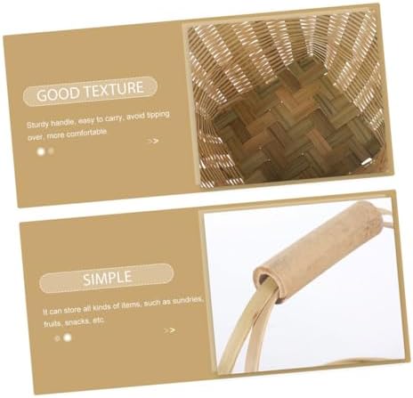 Bamboo Picnic Basket 2pcs Woven Storage Basket Xmas for Fruit and Bread - Image 7