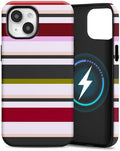 for iPhone 15 Plus Case, Magnetic Matte Frosted Dual-Layer Striped Phone Case for Women, Retro Aesthetic Cover Compatible with MagSafe Accessories - Retro Vineyard by YKCZL