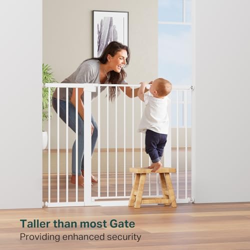 Cumbor 36" Extra Tall Baby Gate for Stairs, 30-48" Dog Gate Indoor White - Image 4