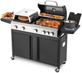 3 IN 1 Pizza Griddle Grill Combo, 74,000 BTU 5-Burner Stainless Steel Propane Gas Grill with Side Burner, Porcelain Enameled Cast Iron Grates, Griddle & Pizza Oven for Outdoor Patio Backyard by UPHYB