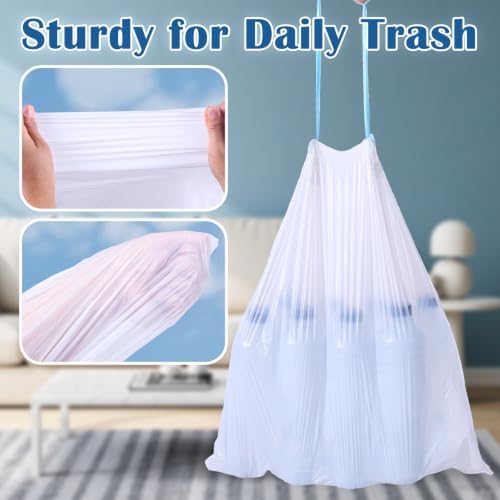 BYSNOW 4 Gallon 300 Counts Small Drawstring Trash Bags, Clear Garbage Bags - Image 4