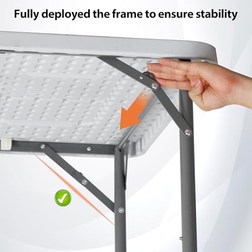 SUPER DEAL 3 Foot Square Folding Card Table, Indoor Outdoor Portable Plastic Heavy Duty Fold-in-Half Puzzles Camping Picnic Party Table with Carrying Handle, White - Image 6