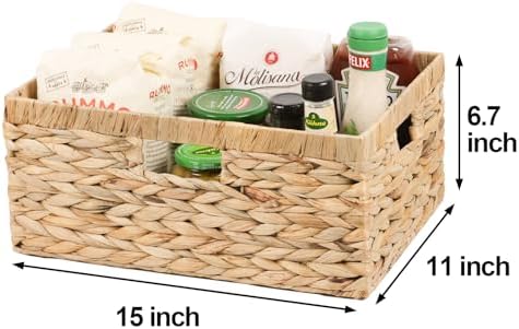 Large Wicker Basket, Water Hyacinth Wicker Storage Basket for Organizing - Image 2