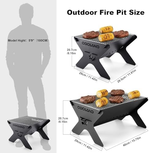 Odoland Camping Campfire Grill, Portable Folding Charcoal Grills for BBQ - Image 6