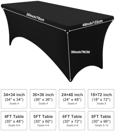 Smiry 2 Pack Spandex Table Cloth 4FT, Elastic Fitted Black Tablecloth - Image 3
