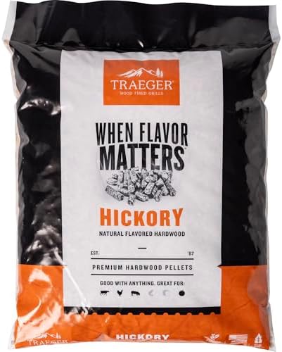 Traeger Grills Hickory 100% All-Natural Wood Pellets for Smokers and Pellet Grills, BBQ, Bake, Roast, 18 lb. Bag by Unknown