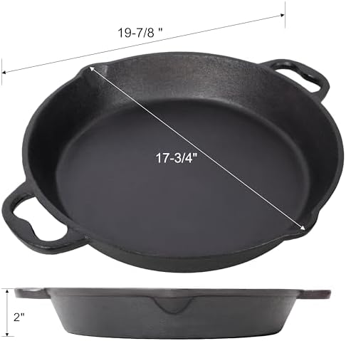 Pre-Seasoned Cast Iron Skillet, 17 Inch Frying Pan with Dual Assist Handles, Heavy-Duty Outdoor Camping Cooking Utensil Uses in the Oven, on the Stove, on the Grill, or Over a Campfire(17-Inch) - Image 3