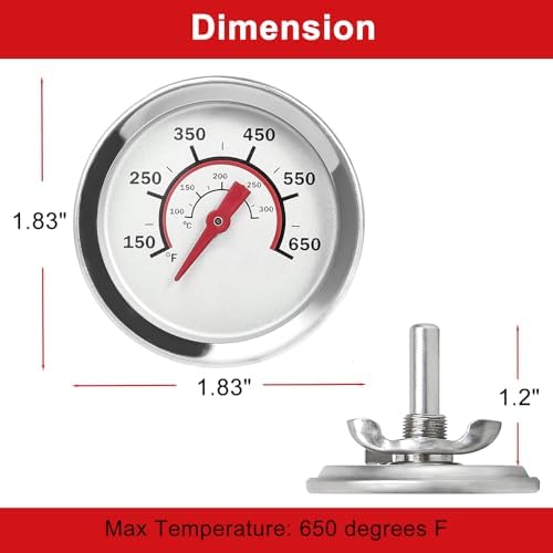DELSbbq 1.8" Lid Thermometer for Charbroil Grills G432-8L00-W1 Replacement - Image 2