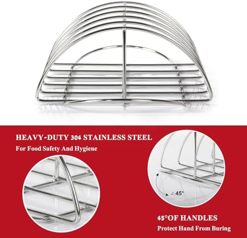 BBQ Rib Rack For Smoker Stainless Steel Rack For Large Big Green Egg and Kamado Joe Smoker Joe and 18" or Larger Grills Roast grill For Charcoal Grill Smoker - Image 3