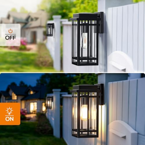12'' Outdoor Wall Lights 2 Packs, Black Porch Light Outdoor Lighting - Image 4