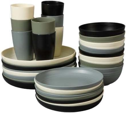 Gibson Home Plates and Bowls Set, 32 Piece Wheat Straw Dinnerware for 8 - Image 6