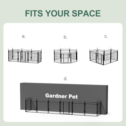 Gardner Pet Dog Playpens, 32" H 8 Panels Dog Pen Outdoor/Indoor Dog Fence Exercise Pen for Small/Medium/Large Dogs, Foldable Pet Play Yard Gate with Gravity Automatic Lock, Pet Playpen, Black - Image 4