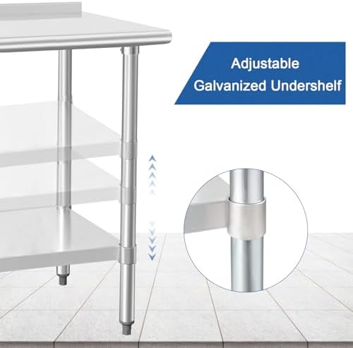 HARDURA Stainless Steel Prep & Work Table 30 x 60 Inches Backsplash - Image 3