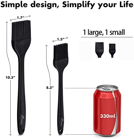 HOTEC 600℉ Heat Resistant Silicone Basting &Pastry Brushes, Black 2 - Image 2