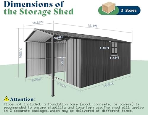 AMERLIFE 10x16.6x7.3 FT Outdoor Storage Shed with Lounge Area & 2 Windows - Image 2