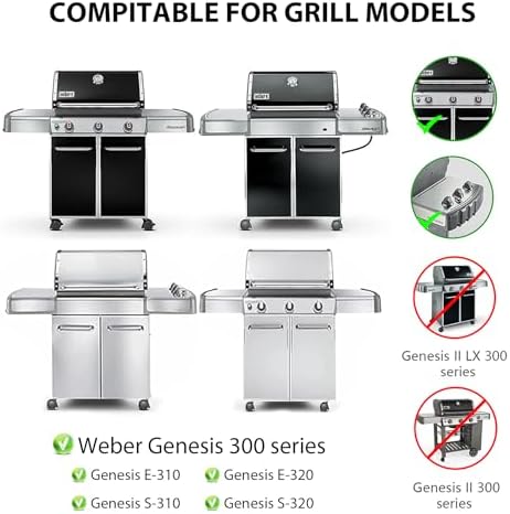 7524 Grill Grates Replacement for Weber Genesis 300 series,Genesis E310 E320 E330 S310 S320 S330 Gas Grill,19.5" x 12.9" Porcelain-Enameled Cast-Iron Cooking Grates for Weber Parts 7524 & 7528,2-Pack - Image 3