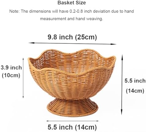 RT&BS Round Woven Fruit Basket for Counter, Wicker Bread Bowl, Woven Egg Baskets, Reusable Handwoven Basket for Living Room, Kitchen, Store, Restaurant, Outdoor, Party - Image 3
