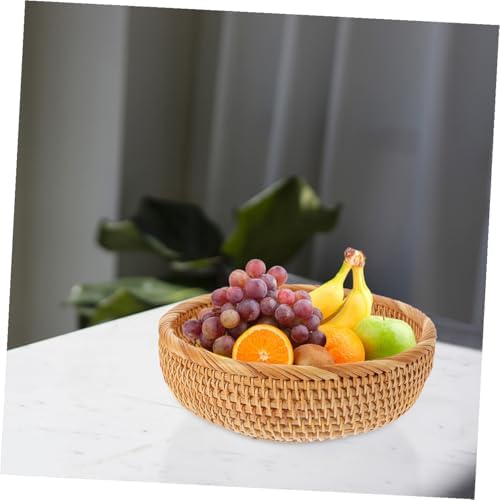 Handwoven Rattan round Basket for Fruit Snack Storage Organizer - Image 7