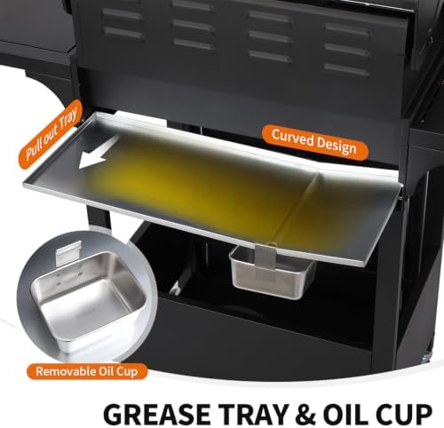 4 Burner Propane Gas Grill and Griddle Combo, Black - Image 7