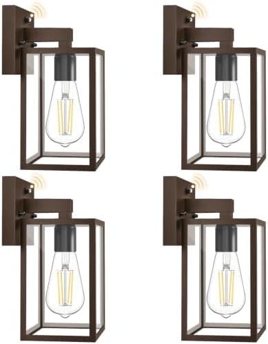 FOLKSMATE Plastic Dusk to Dawn Outdoor Wall Sconce Dark Chocolate 4-Pack by FOLKSMATE