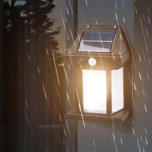 6 Pack Solar Wall Lights Outdoor with Motion Sensor, Vintage Solar Wall Lanterns, Dusk to Dawn IP65 Waterproof Solar Lights for Porch Patio Garage Fence Yard Garden (6, Black) - Image 4