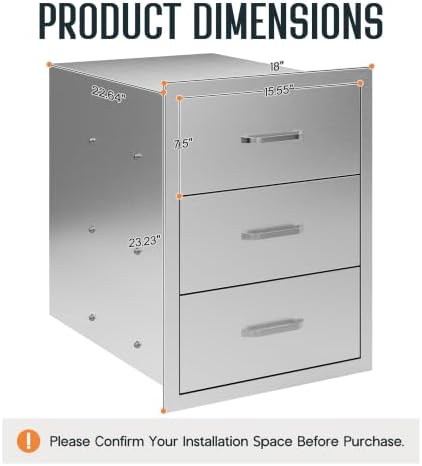 SPECRAFT 18 in Stainless Steel Outdoor Kitchen 3-Drawer Cabinet - Image 2