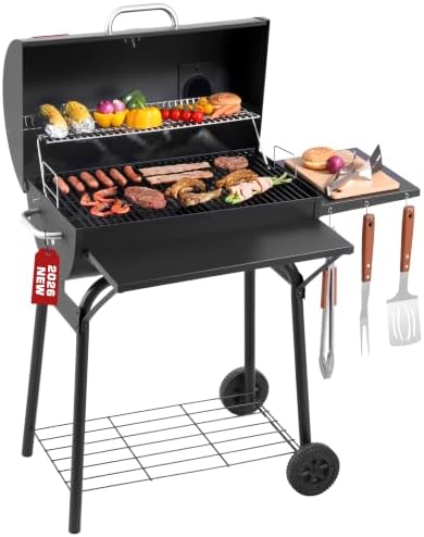 Barrel Charcoal Grill, 554 Sq. In. Large Outdoor BBQ Grill by RYHOFOUD
