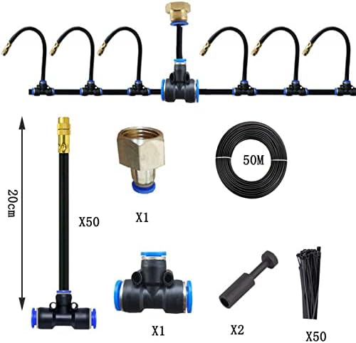 Outdoor Misting Cooling System Kit with Flexible Adjustable Nozzles & Flexible Misting Line & Filter, Patio Misters Mister System Drip Irrigation System for Outside Patio(Size:50m Tube+ 50 nozzles,) - Image 3