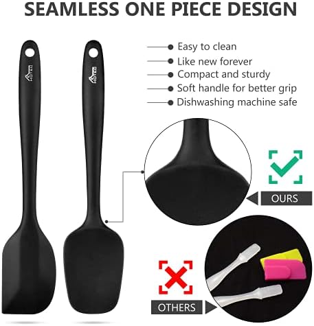HOTEC Silicone Rubber Spatula Set, BPA-Free, Black, Set of 5 - Image 5