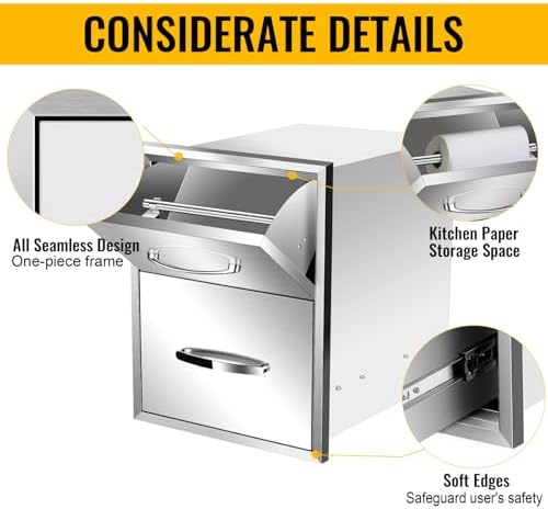 Pull Out Trash Drawer, Lower Sliding Rails Stainless Steel Roll Out Trash Bin Pull Out Tray With Handle For Outdoor Kitchen BBQ Island Grill Station,Double Drawers - Image 5