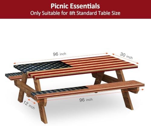 8 ft 96 in Picnic Table and Bench Cover, 3 Pack, US Flag - Image 2