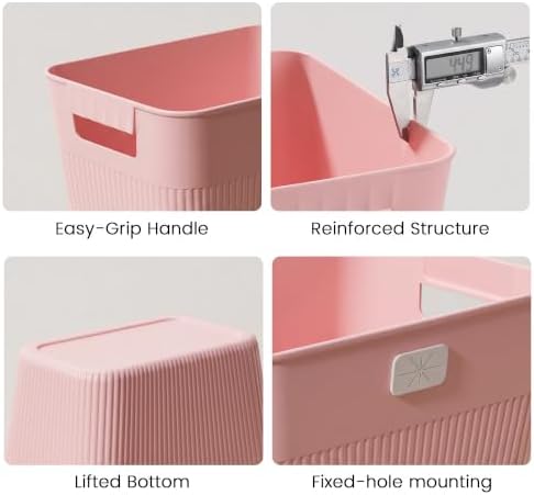 JOYMOOP Slim Trash Can 3-Pack, 2.2 Gallon Plastic Wastebasket for Bathroom, Bedroom, Office, Kitchen with 4 Rolls Bags, Pink - Image 5