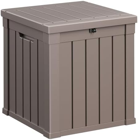 ROJIK 51 Gallon Resin Deck Box, Lockable Waterproof Weatherproof Outdoor Storage Container for Garden Tools, Cushions & Outdoor Accessories (Grey) by ROJIK