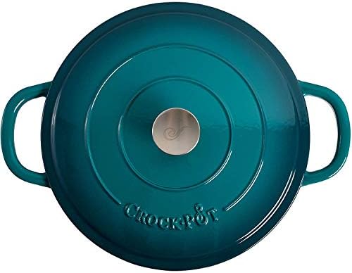Crock-Pot Artisan Enameled Cast Iron Braiser W/Lid, 5 Quart, Teal Ombre - Image 3