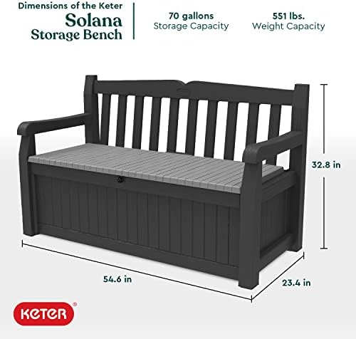 Keter Solana 70 Gal Outdoor Storage Bench for Patio and Pool Accessories - Image 3