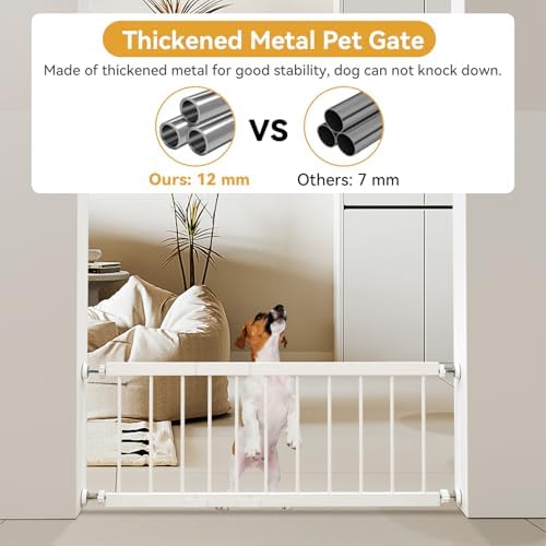 Dog Gate Indoor,18"-45" Adjustable Extra Wide Metal Short Dog Gate to Step Over, 18" Tall Small Pet Gate with 3 Extension Kits, Pressure Mounted for Doorways & Stairs - Image 4
