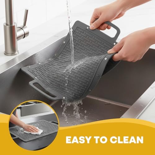 Portable Outdoor Silicone Grill Mat, Foldable Heat-Resistant Table Mat & BBQ Side Shelf Tool Pad with Snap Buttons, Converts into Storage Bag for Utensils and Food, Food-Grade, Non-Slip(Gray) - Image 6