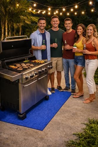 Rhino Hide Embossed Grill Guard Mat - Heat Resistant Outdoor Grill Floor Mat for Patio, Deck & Garage Surface Protection - Rectangle, Blue (36”x48”) - Image 2