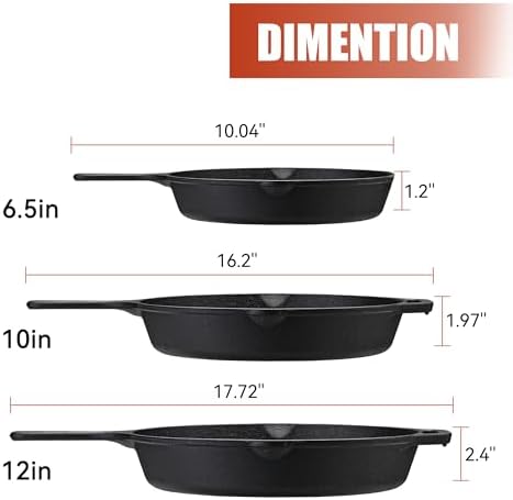 Z GRILLS Mini Cast Iron Skillets, Pre-Seasoned Cast Iron Frying Pan for Cooking & Grill, Stovetop, Camping Firepit, Induction, Oven Safe Cookware, 12 Inch - Image 3