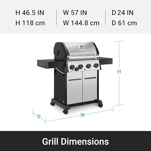 Broil King 865364 Crown S 440 4-Burner Propane Gas Grill in Stainless Steel with Side Burner - Image 4